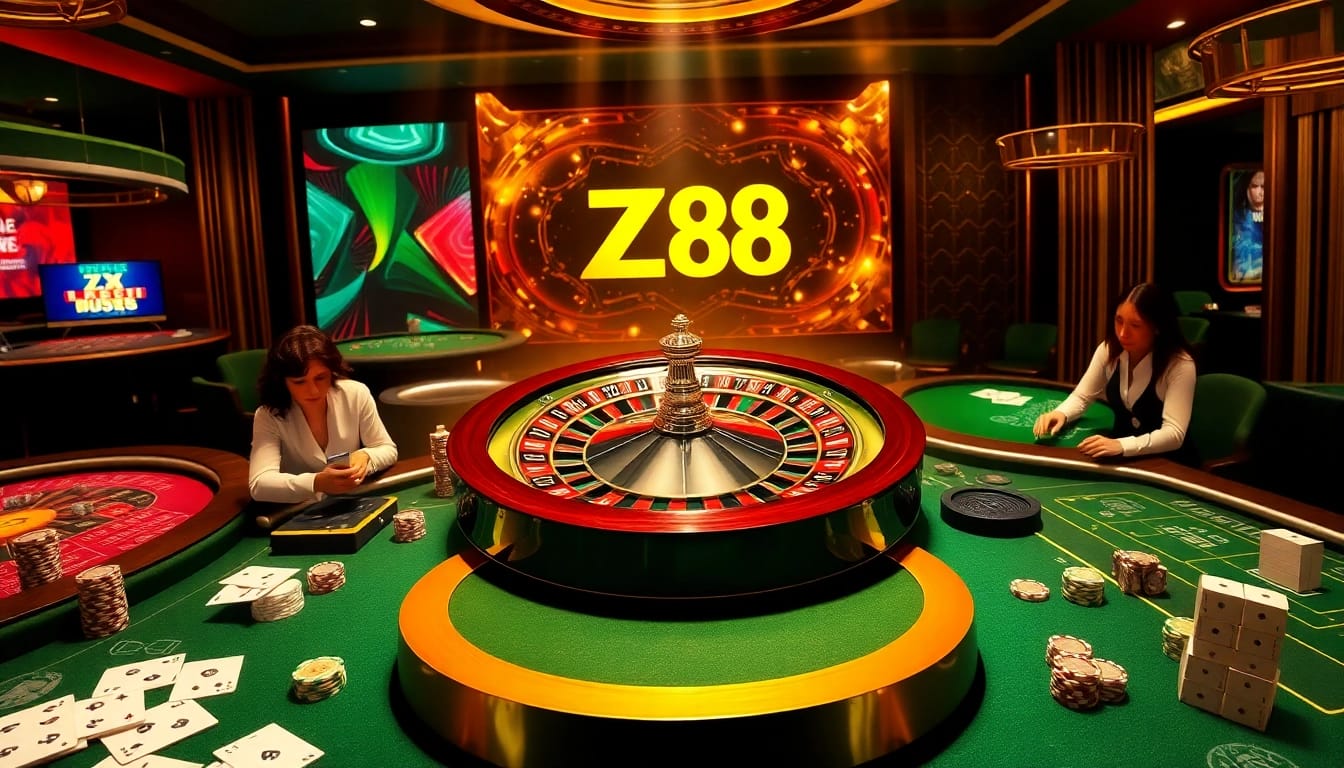 Experience the excitement of gambling at ZX 88 casino with vibrant tables and engaging players.