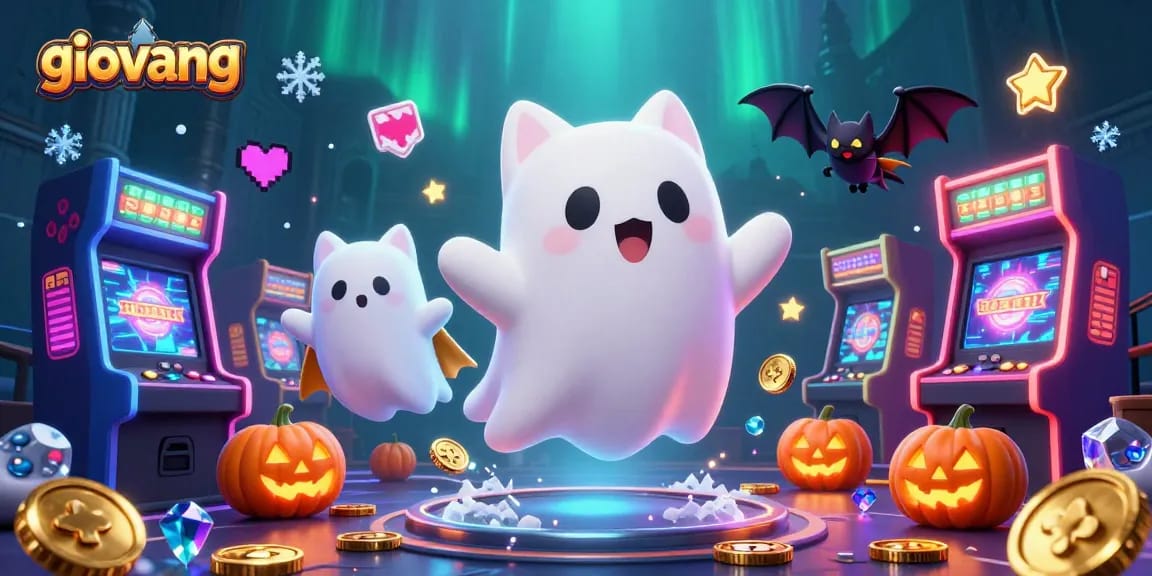 Experience thrilling gaming adventures with giovang as a friendly ghost cat haunts a vibrant casino environment.