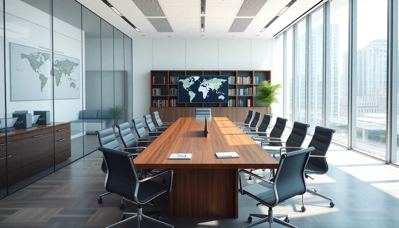 A modern law firm in the US showcasing a professional conference room in Miami.