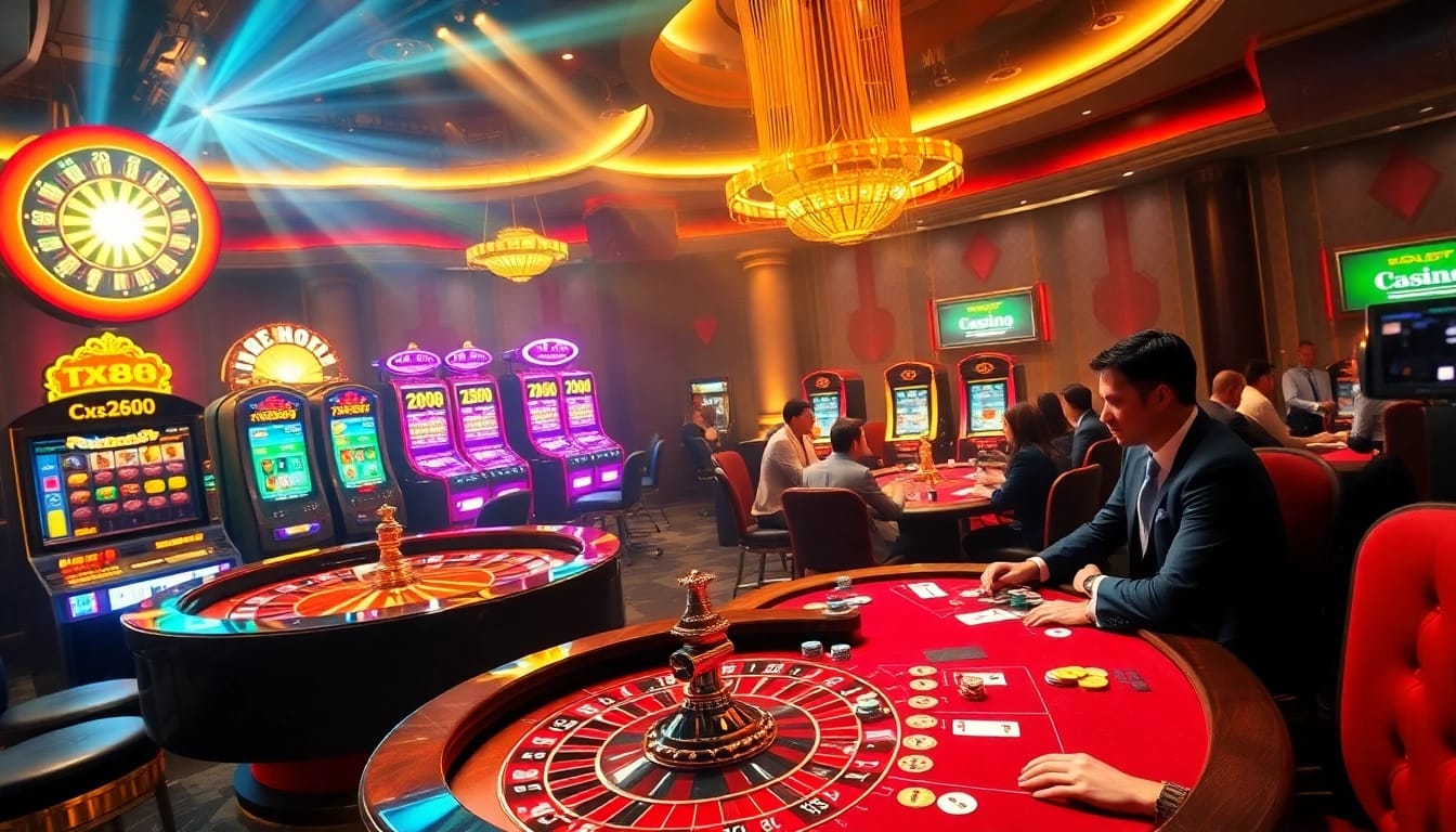 Engage with thrilling gaming action at a luxury casino highlighting tx88 betting opportunities.