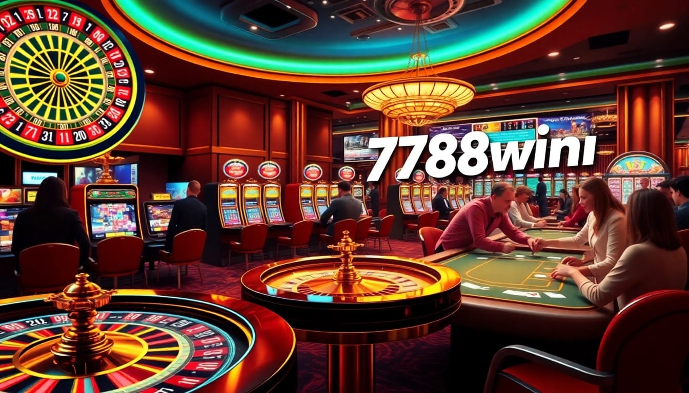 Excited players at a luxurious casino featuring the 789win link on betting slips.