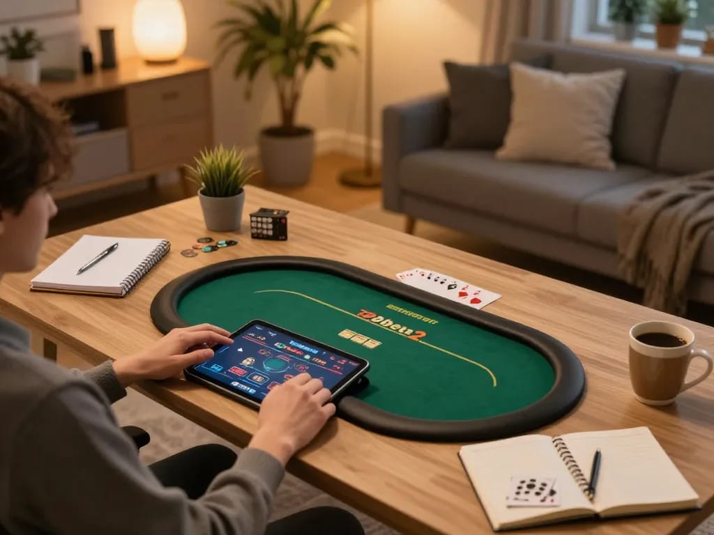 Engaging in an exciting online poker game on 789beta2 from a cozy home office.