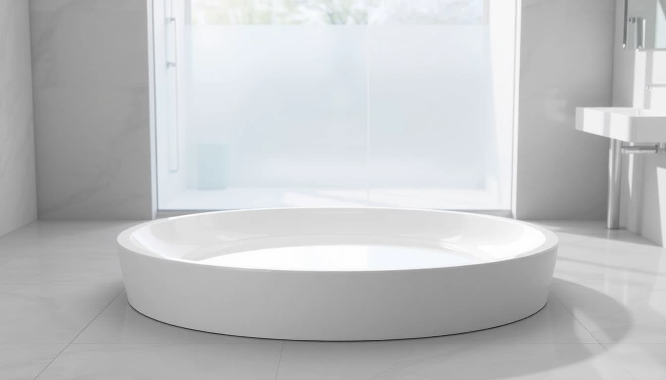 Showcasing elegant shower bases in a minimalist bathroom for a modern aesthetic.