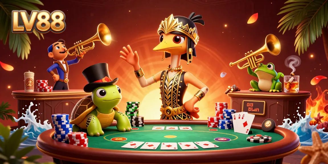Experience the thrill of winning at LV88 with vibrant casino characters and engaging gameplay elements.