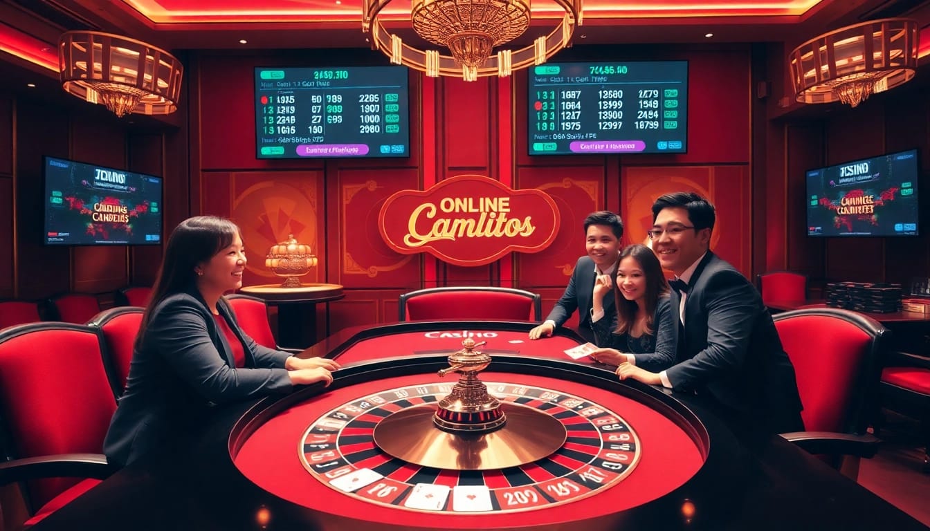 Exciting gambling scene at nhà cái jbo showcasing a luxurious casino with players at the poker table.