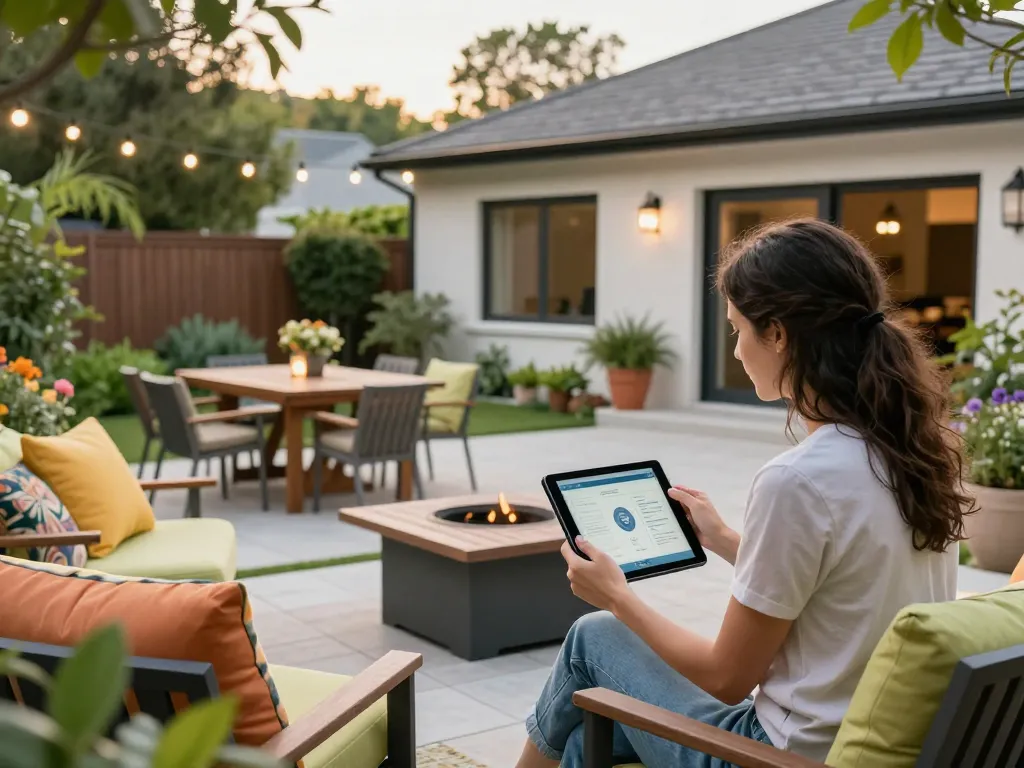 Homeowners utilizing a veranda configurator for customized outdoor design experience.
