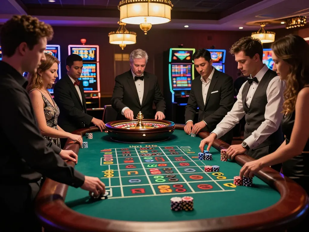 Players engaging in a thrilling roulette game at 789win1 casino, capturing the excitement of betting.