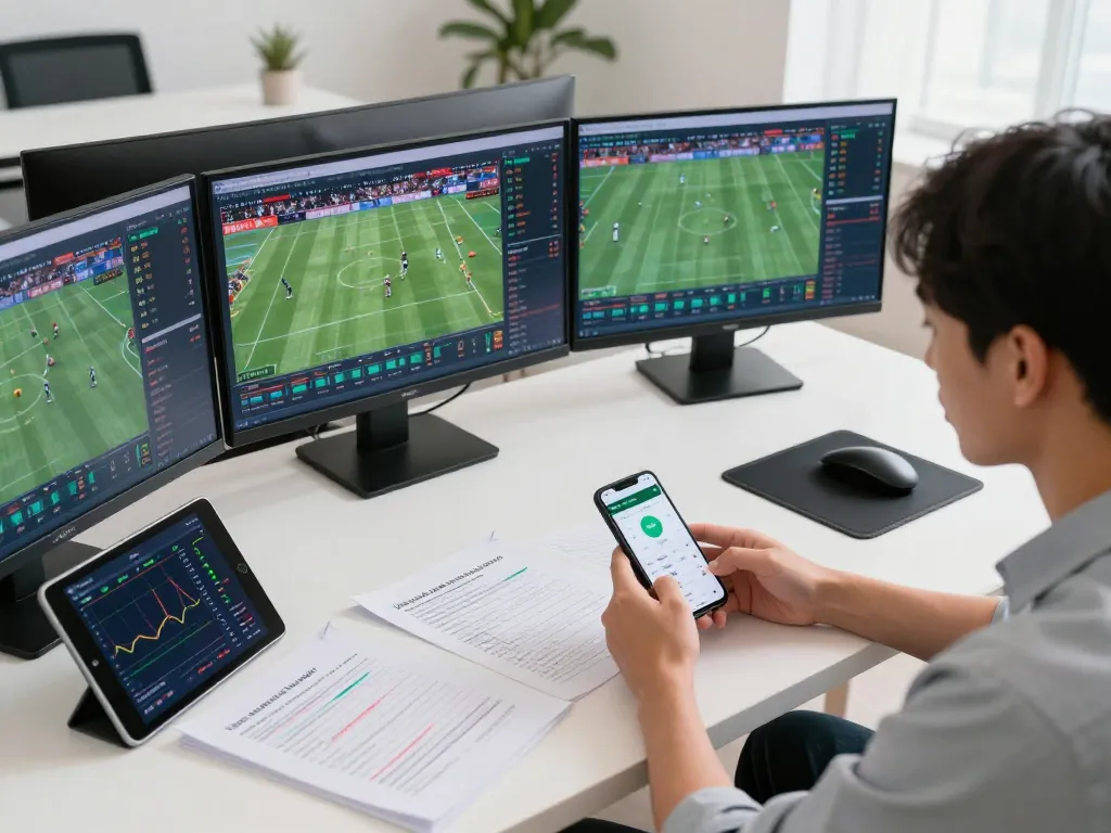 Analyzing soi keo nha cai through online betting on multiple devices in a stylish home office