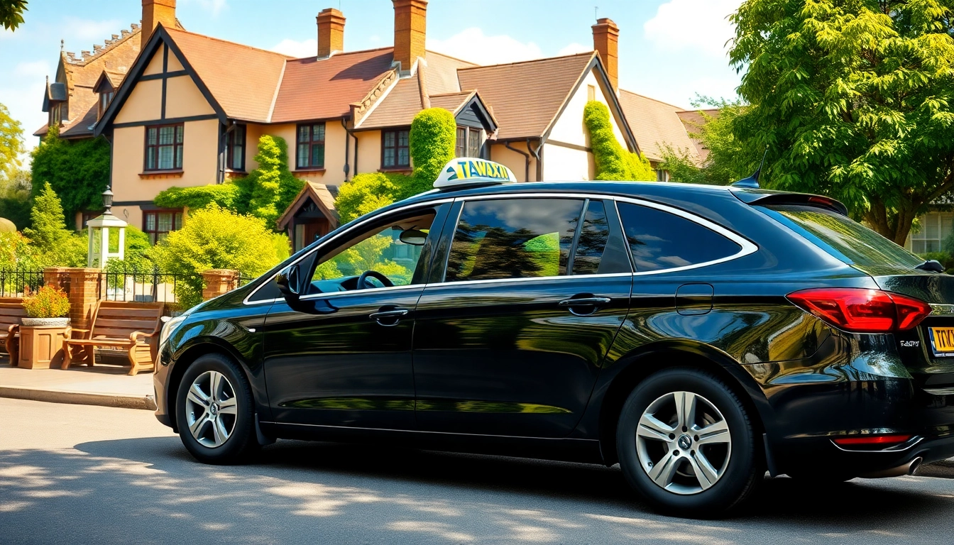 Engaging taxi service experience in West Byfleet with a friendly driver and vibrant surroundings.