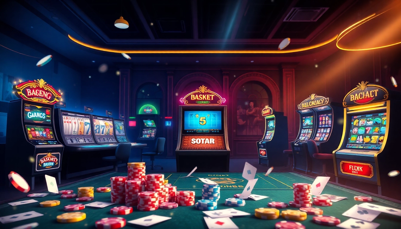 Engaging scene of popular games at gamebaidoithuong.com.vc, featuring vibrant card games and immersive casino ambiance.