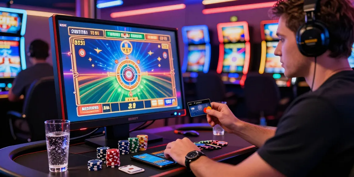 Exciting online casino environment with Mastercard credit card usage at https://dea.org.uk, showcasing a player immersed in vibrant slot games.