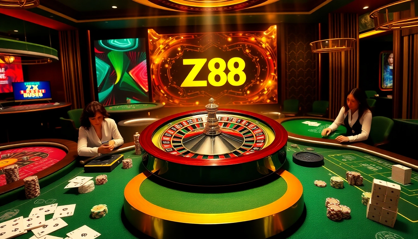 Experience the excitement of gambling at ZX 88 casino with vibrant tables and engaging players.