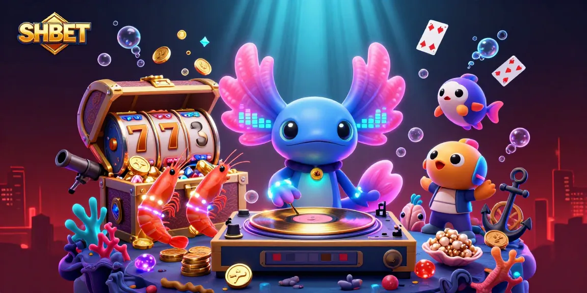 Experience thrilling casino action with SHBET's vibrant 3D illustration featuring lively characters and gaming elements.