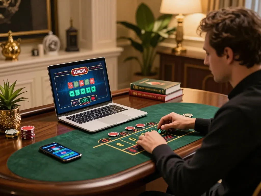 Player engaged in EV 99 online casino gaming with live dealer interface