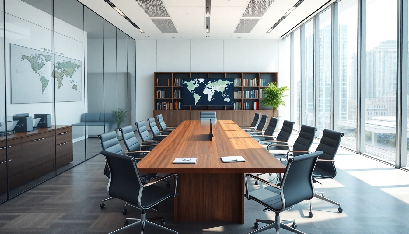 A modern law firm in the US showcasing a professional conference room in Miami.