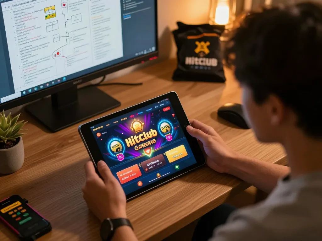 Engaged player exploring Hitclub casino app for thrilling online gameplay.