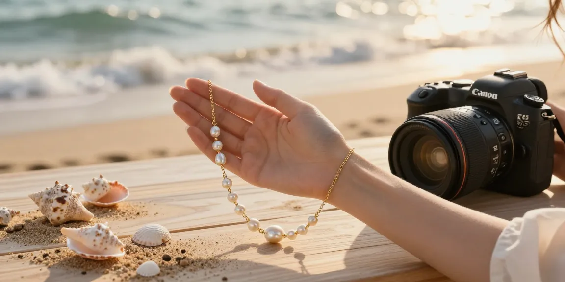 Timeless jewellery uk showcased on a woman at the beach, radiating elegance and coastal memories.