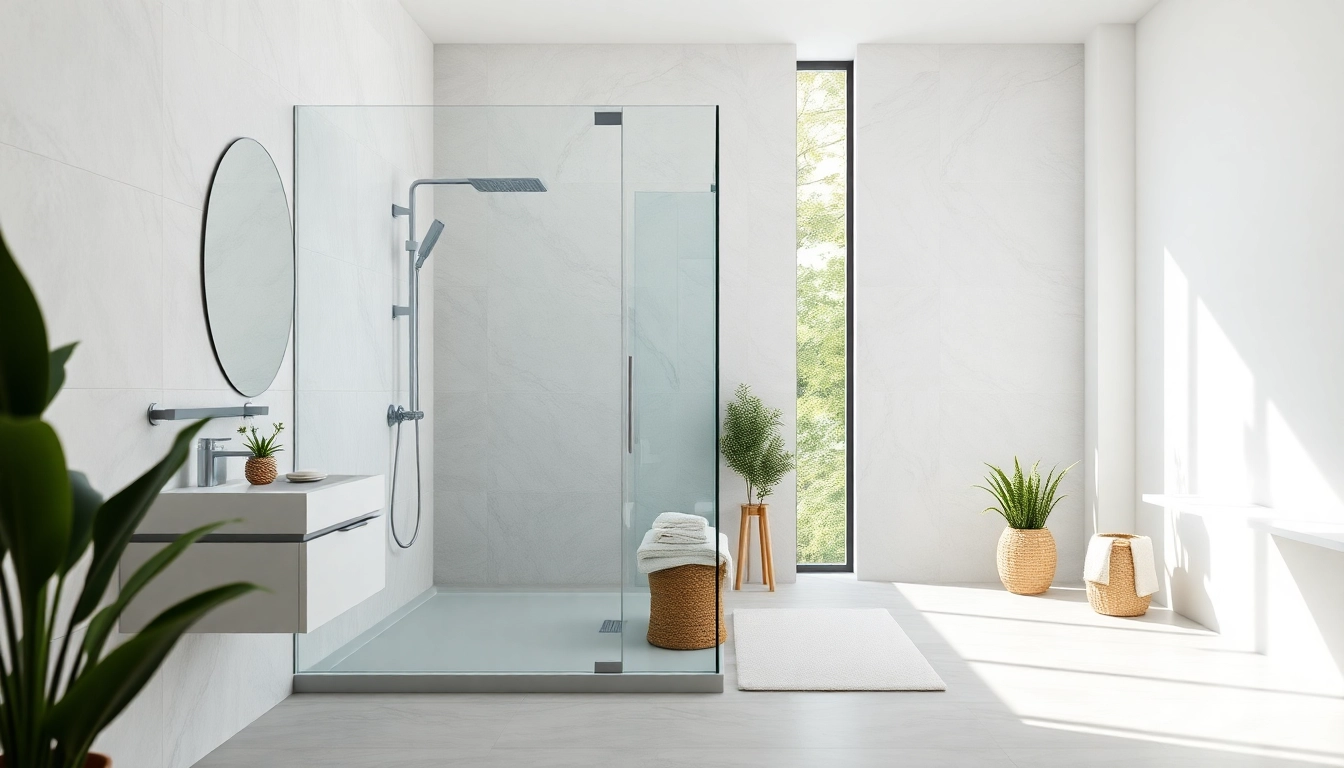 Dusche 100x100 im modernen Badezimmer mit eleganten Glaswänden und natürlichem Licht.