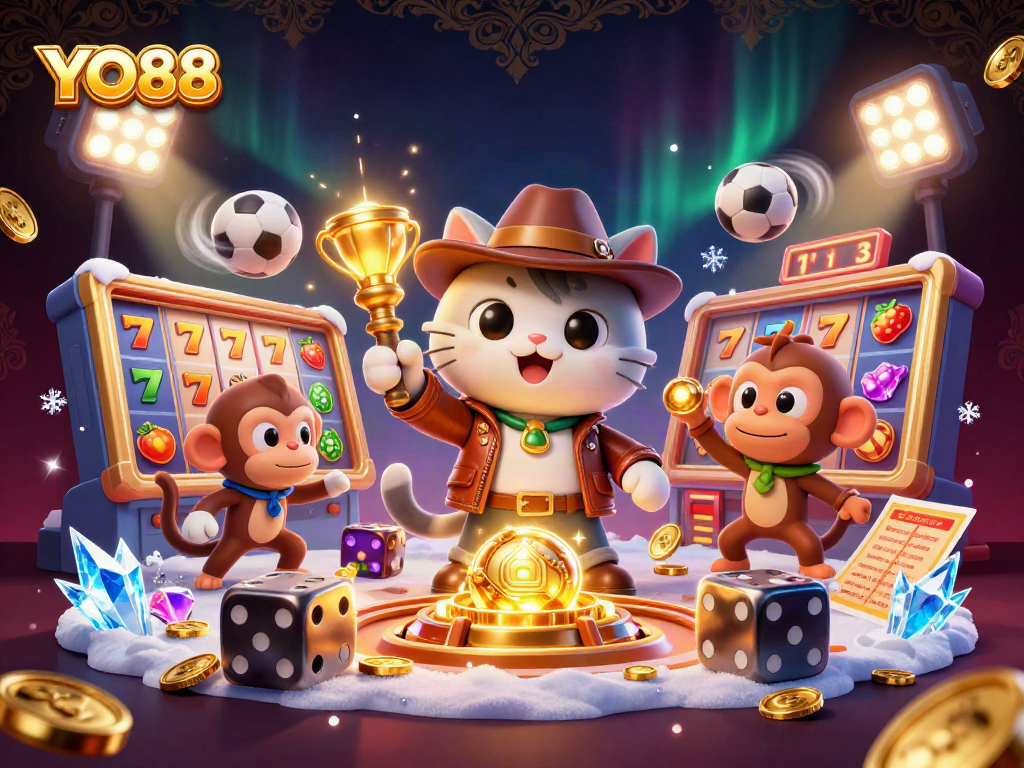 Experience thrilling gameplay at YO88 with vibrant casino elements and a dynamic explorer scene.