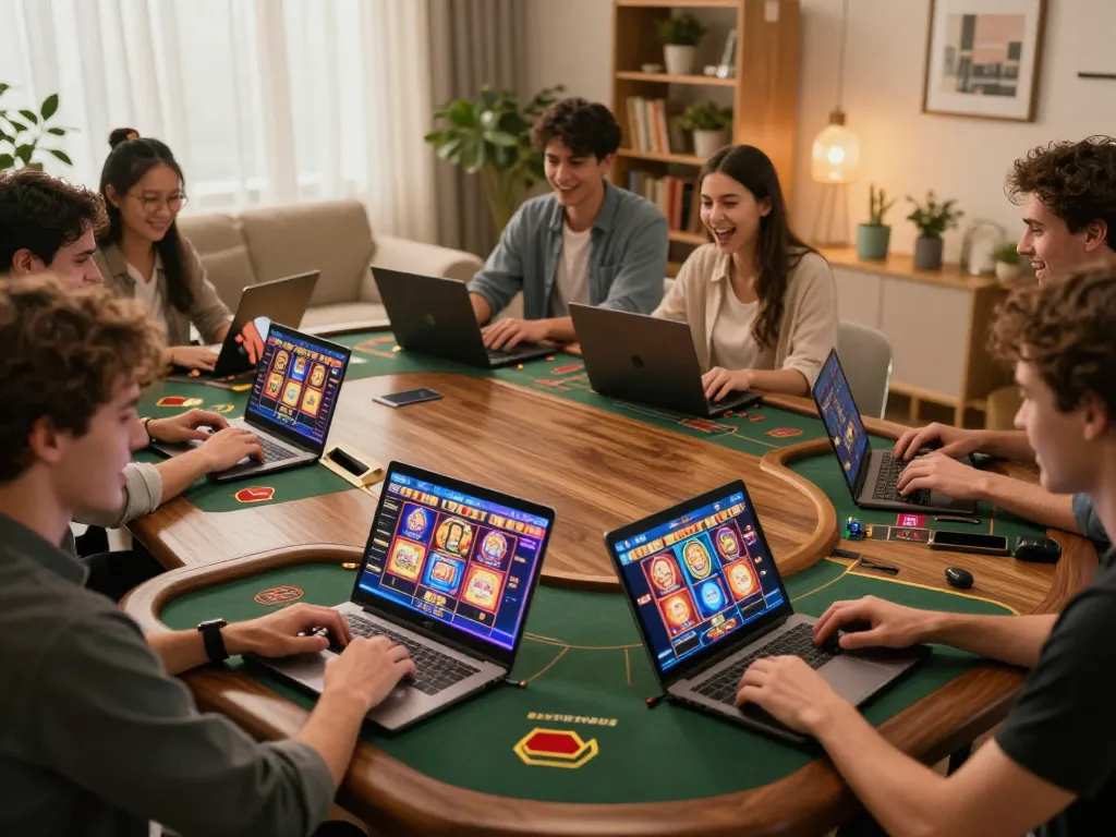 Engaging in online games at GO8 casino platform, showcasing home gambling atmosphere.