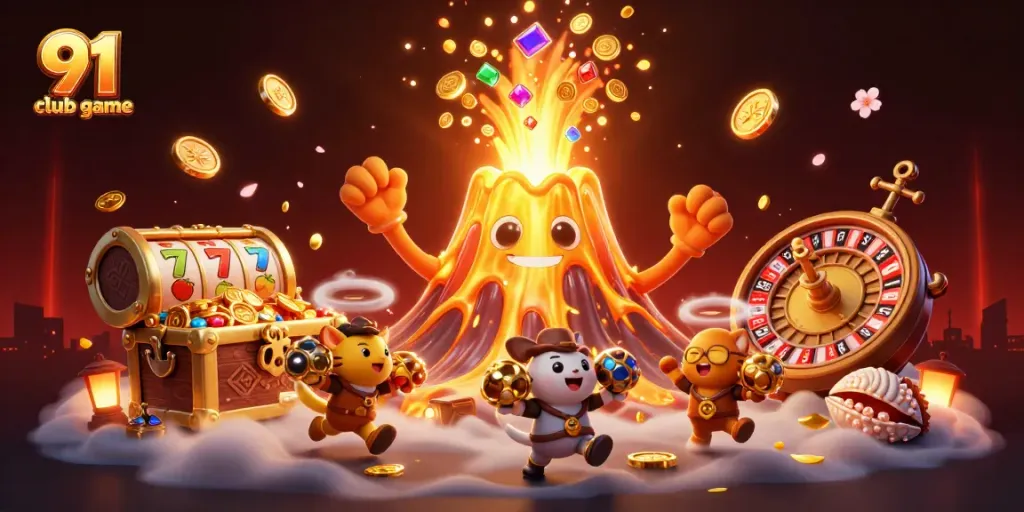 Experience the excitement of the 91 club game with golden treasures and lively gaming elements.