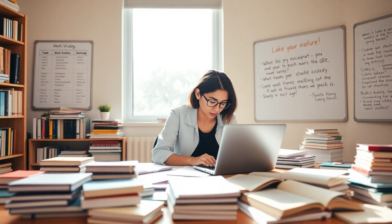 Pay someone to take gre for me with a focused student preparing in a bright study.