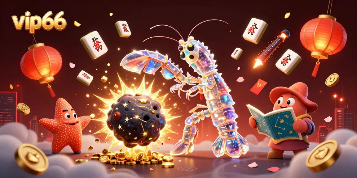 Experience excitement at vip66 with a vibrant illustration featuring slots, gold coins and festive elements.