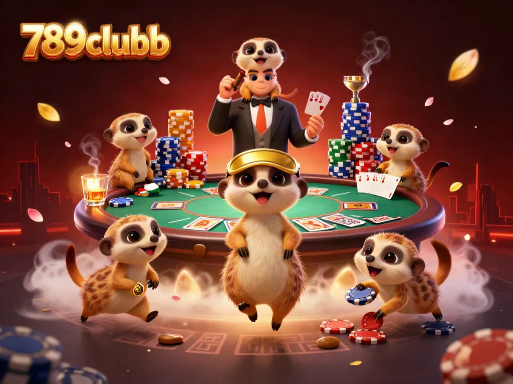 Experience the thrilling gameplay at 789clubb with an immersive casino scene featuring our meerkat dealers.