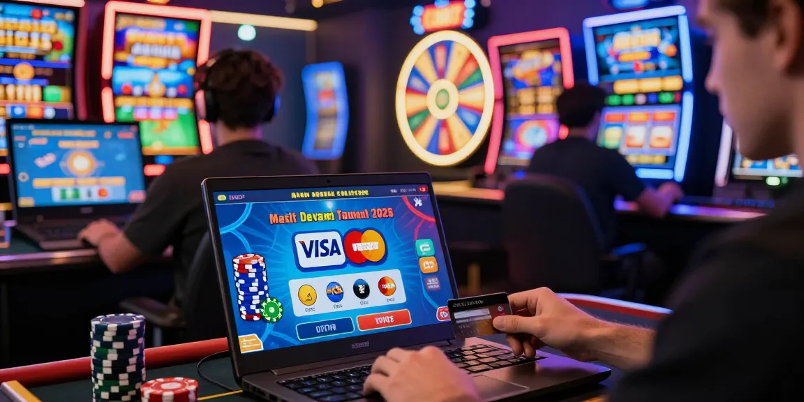 Exciting gaming scene at https://dea.org.uk showcasing a player using credit cards at virtual casinos, vibrant slot graphics, and jackpot excitement.