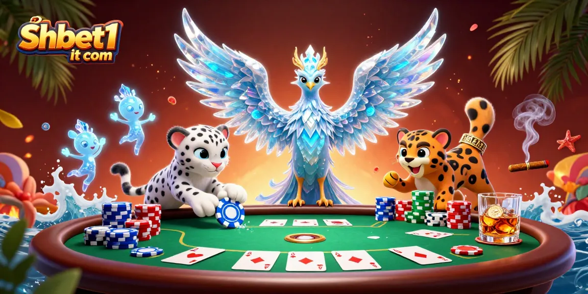 Experience thrilling poker action at Shbet1 it com with vibrant characters and dynamic gameplay elements in this stunning scene.