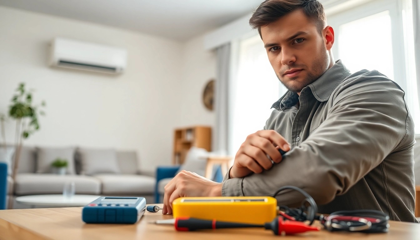 Technician conducting Air Conditioning Repair Tampa service in a residential setting.