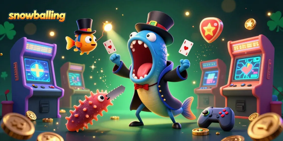 Experience snowballing in a vibrant casino scene with characters and playful gaming elements.