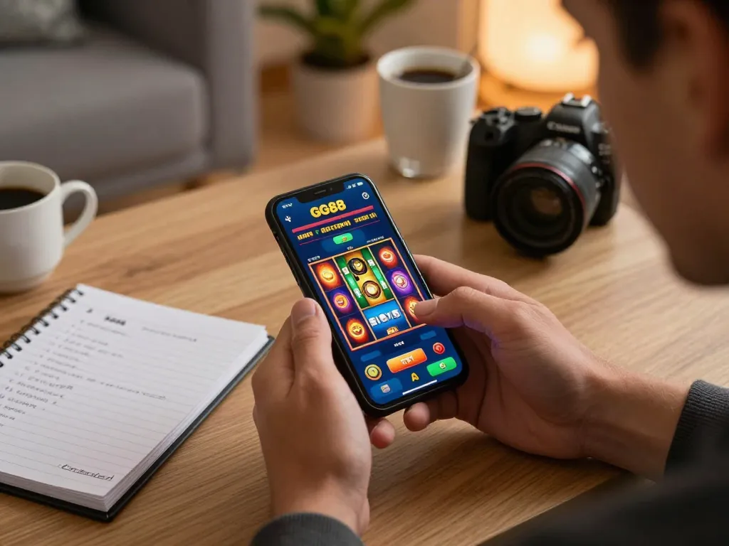 Engaging in GG88 đăng nhập through smartphone for an exciting online casino gaming experience.