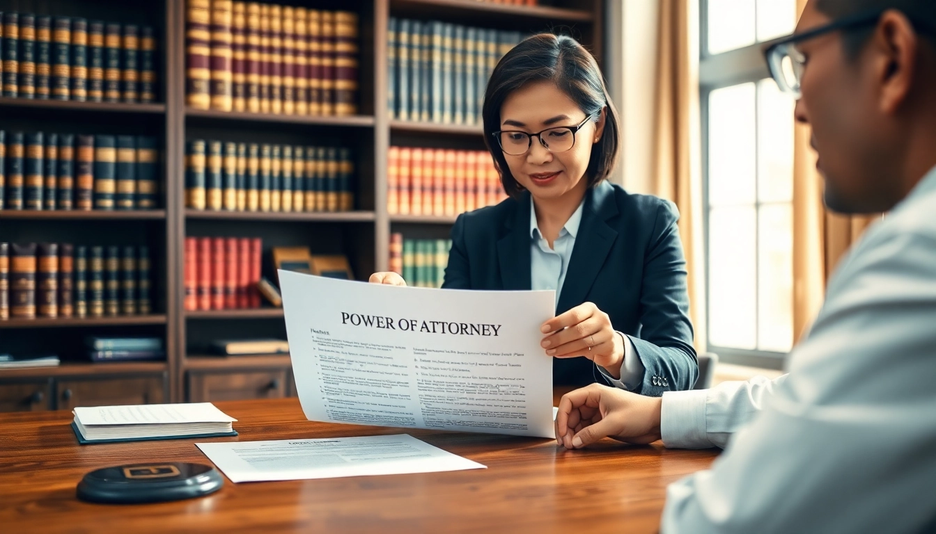 Discussing the Power of Attorney document in a warm professional setting.