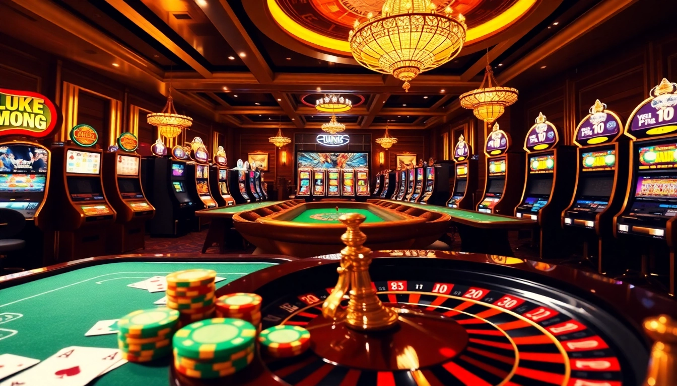 Engage with LUCK8 đăng nhập showcasing an exciting online casino scene filled with vibrant games.