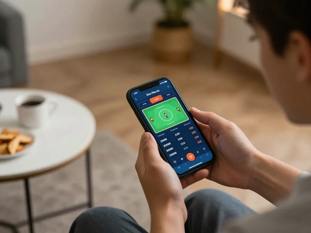 Using Keo nha cai app for live betting on sports in a cozy home setting