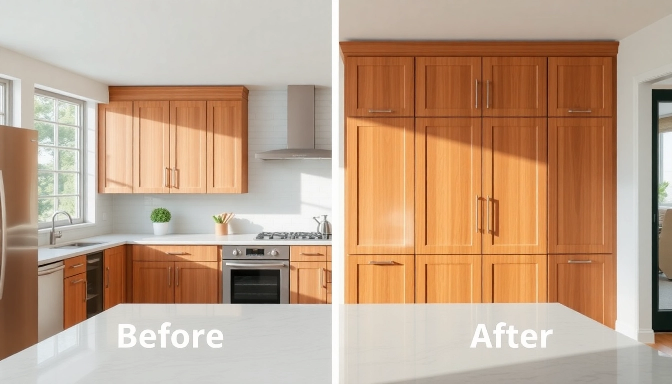 Cabinet Refacing Clearwater FL showcasing beautifully transformed kitchen cabinetry in a modern setting.