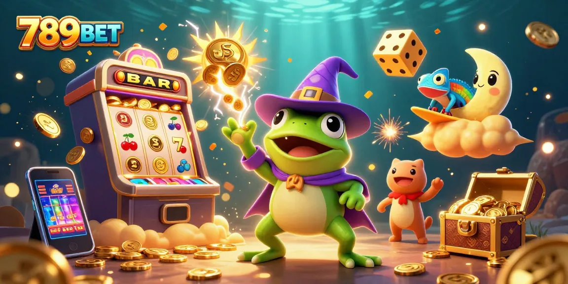 Experience jackpots with 789BET’s vibrant 3D illustration showcasing exciting casino elements.