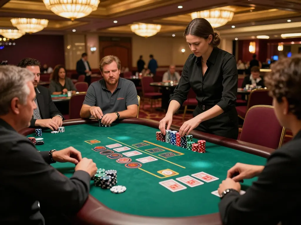 Engaged players strategizing their moves at the SC888 blackjack table in an upscale casino