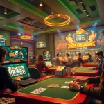 Engaging online gaming scene showcasing topgamebaidoithuong.mx, with vibrant card games and avatars.