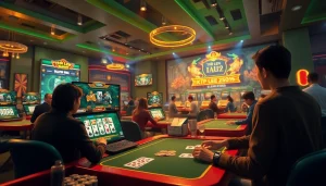 Engaging online gaming scene showcasing topgamebaidoithuong.mx, with vibrant card games and avatars.