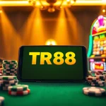 Experience the thrilling TR88 app interface amidst classic casino elements.
