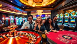 Winning excitement at ZK88 with casino tables, vibrant slots, and luxury ambiance.