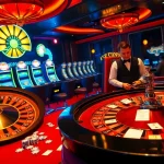 Exciting casino environment showcasing 888vi 22vip with roulette wheel and slot machines.