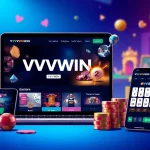 Engaging VVVWIN online gambling scene showcasing mobile app and casino games.