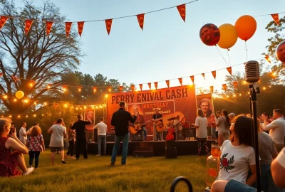 Celebrate Johnny Cash's legacy at a lively outdoor party inspired by johnnycashbirthday.com.