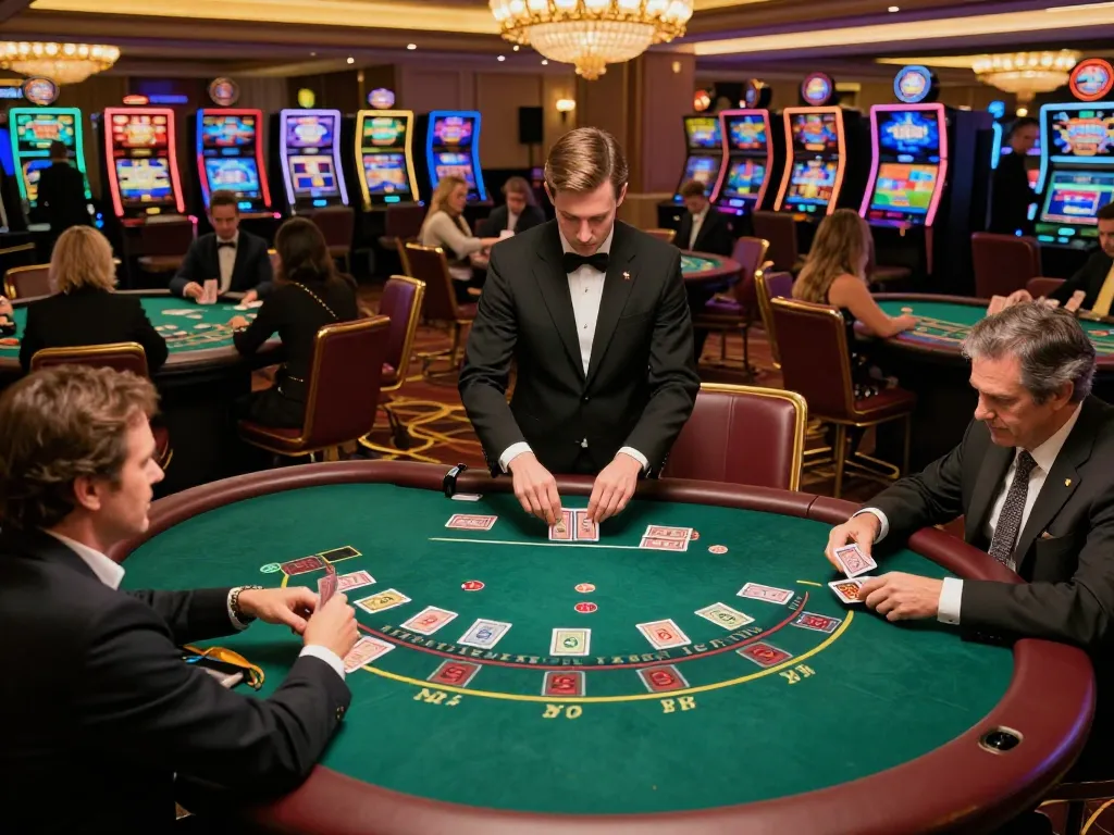 Players enjoying blackjack at C168 com casino with shimmering lights and vibrant atmosphere.