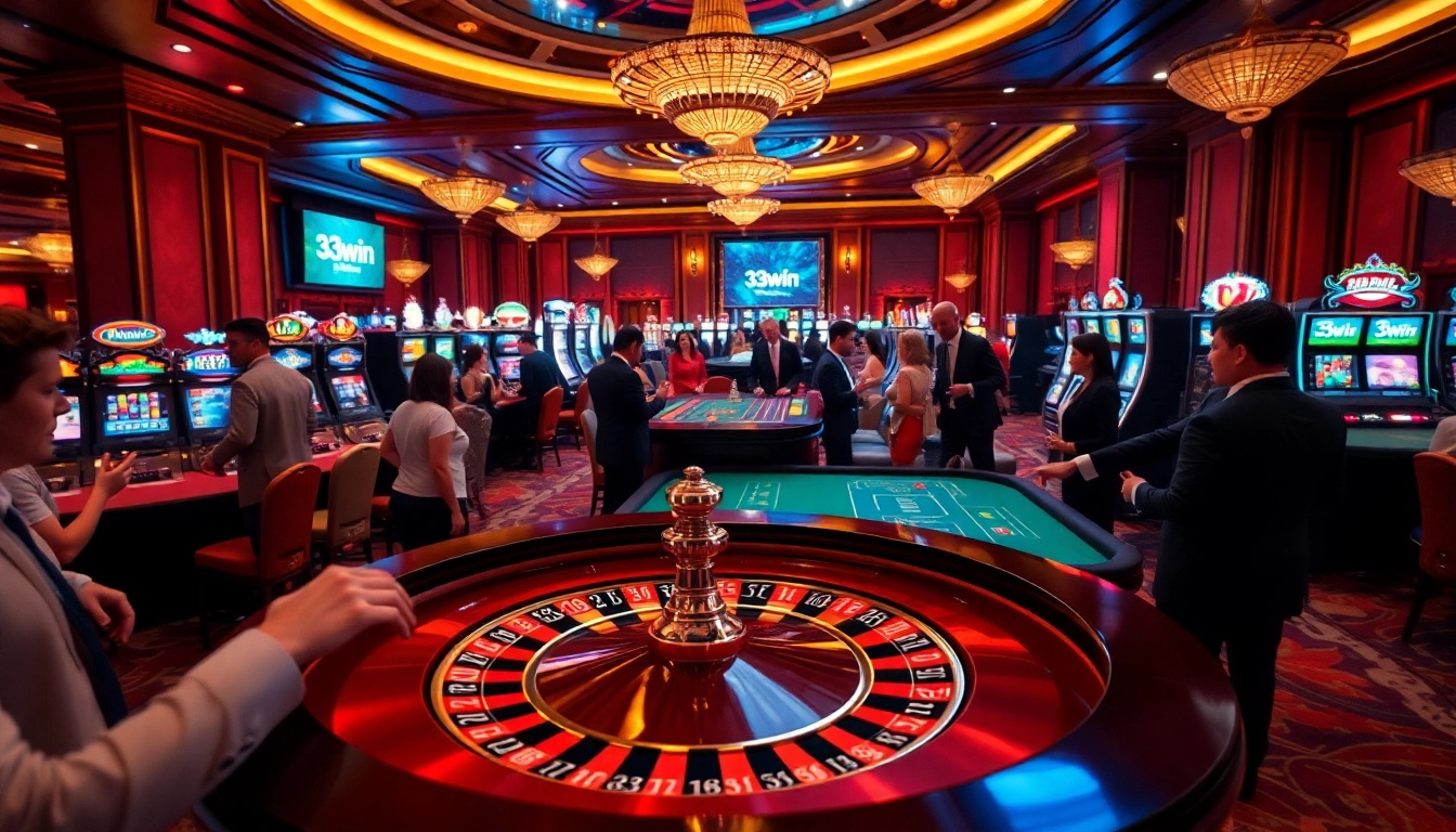 Players enjoying exhilarating games at 33win casino, featuring exciting roulette and slot machines.