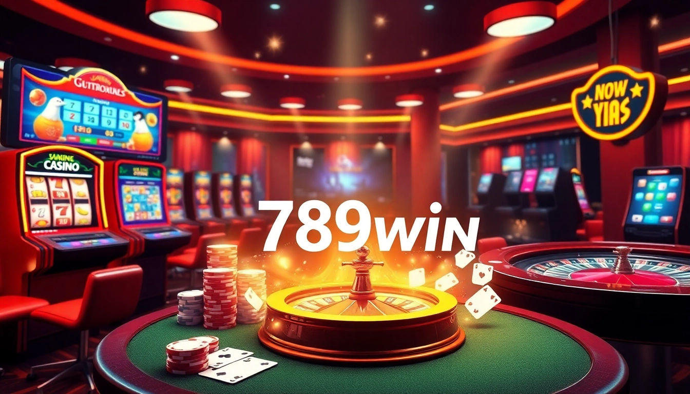 Players engaging with online casino gaming platforms like 789win in a vibrant and exciting atmosphere.