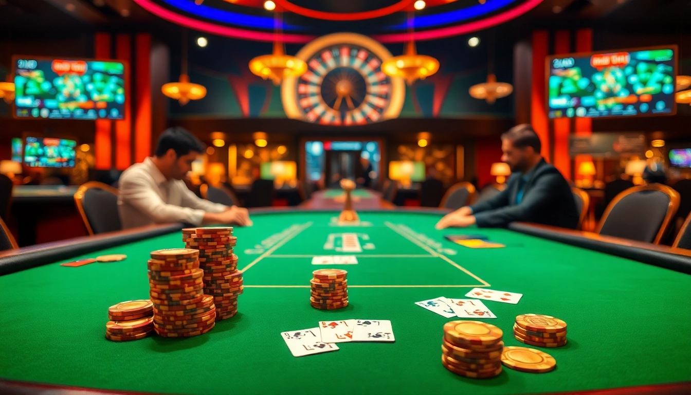 Experience the thrill of Trang game RR88 at a stunning casino table surrounded by professional players.